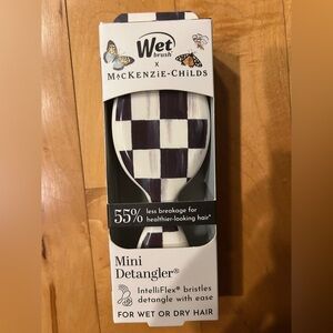 MacKenzie-Childs Wet Brush Checkerboard Mini Detangler Hair Brush Courtly Check